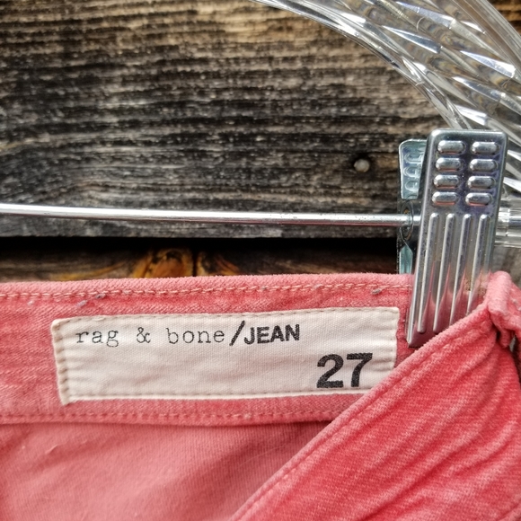 Rag & Bone Dojo High Waist ROSE -Washed Red- Velvet Crops 27 - Picture 4 of 8